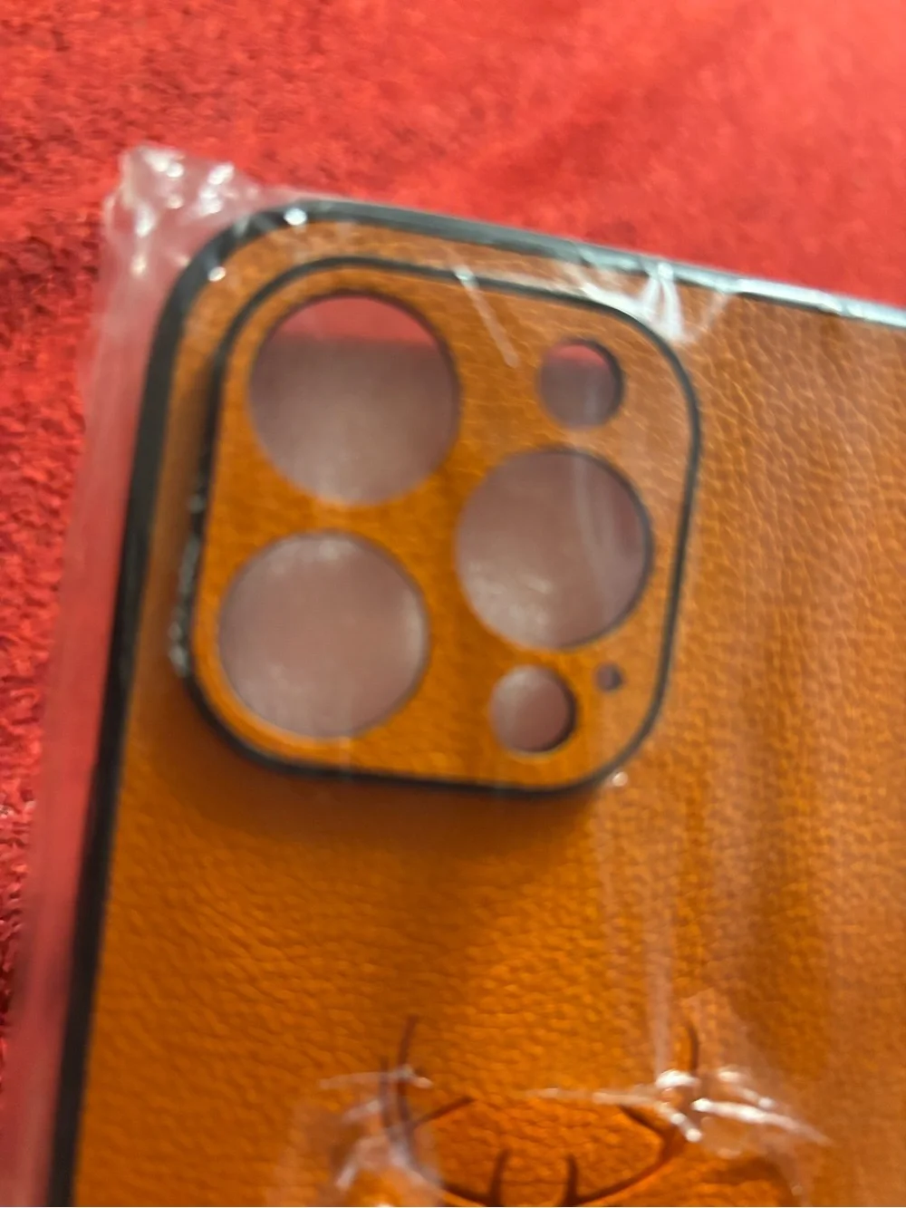 iPhone 15 pro Max Twick Faux Leather case , Deer home design at back of case New